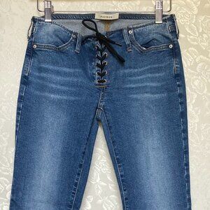 Y2K PacSun Medium Blue Lace-Up No Waistband Low Rise Bootcut Jeans Size 24